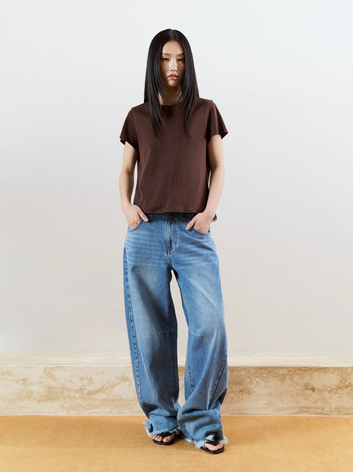 LACE T-SHIRT - BROWN